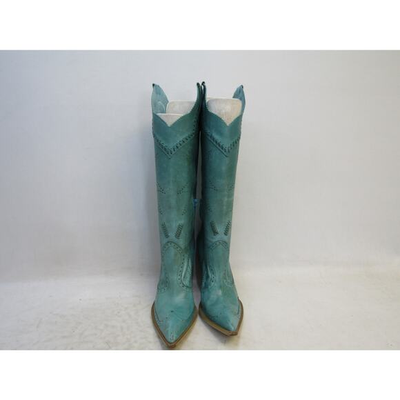 BCBG Womens Size 8 B Turqouise Leather 15" Knee High Fashion Boots - Picture 5 of 12